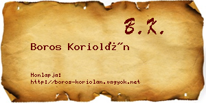 Boros Koriolán névjegykártya